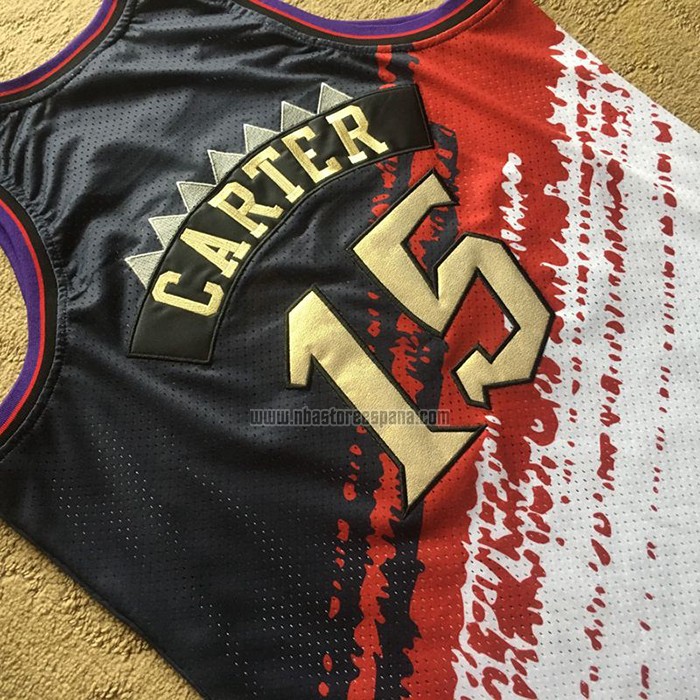 Camiseta Toronto Raptors Vince Carter NO 15 Mitchell & Ness Negro Rojo